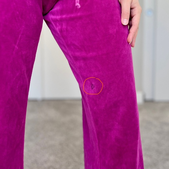 Vintage Y2K Juicy Couture Bling Velour Plush Tracksuit Pants - Size M - Magenta - Picture 7 of 8